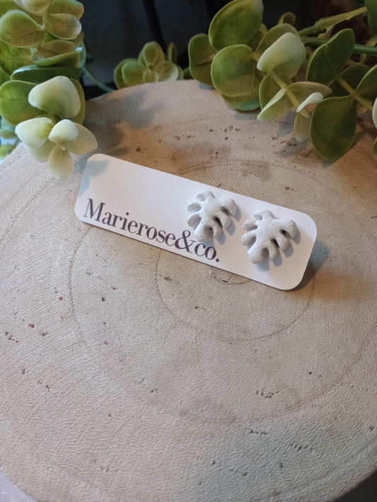 White monstera studs