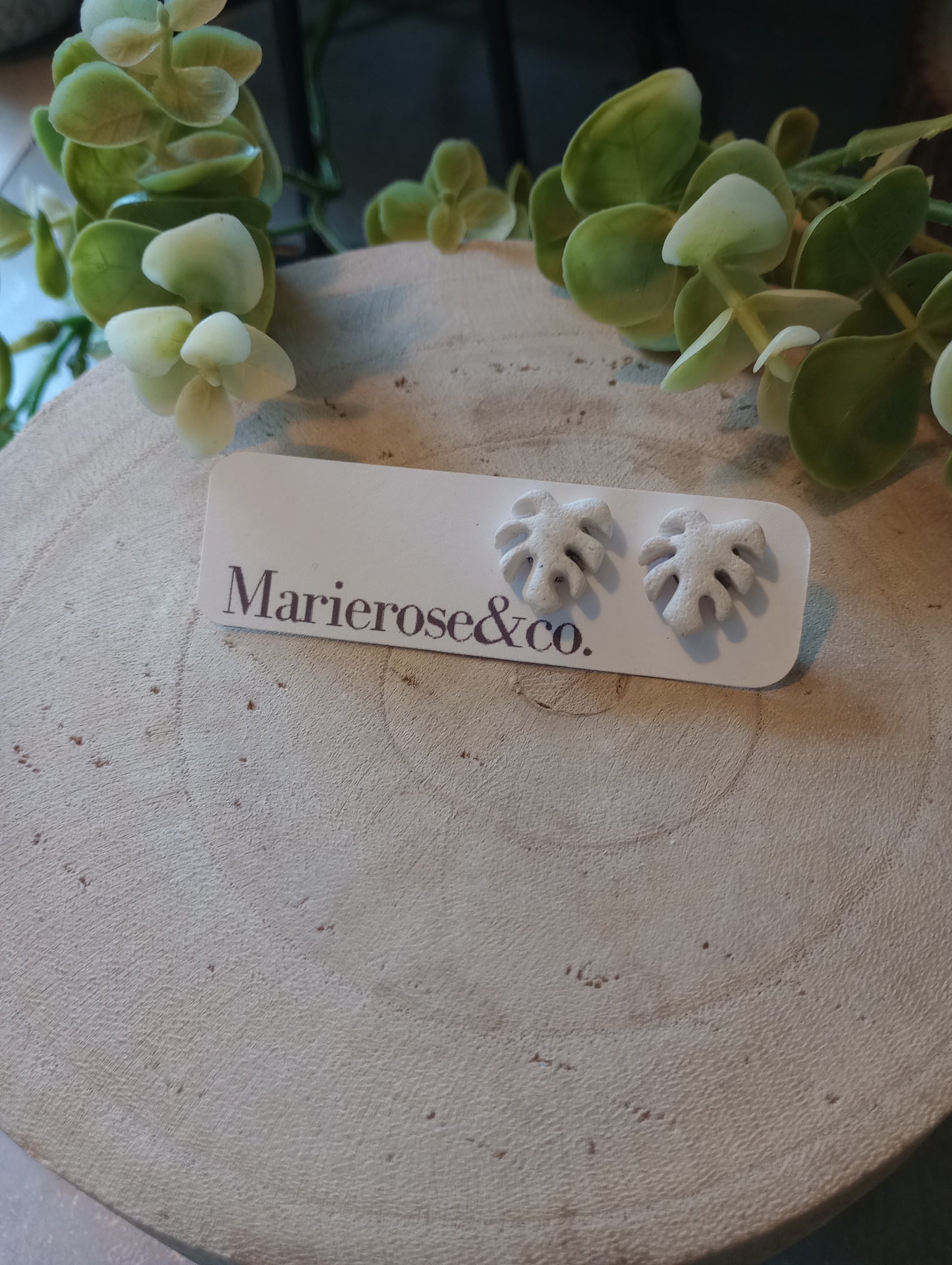 White monstera studs