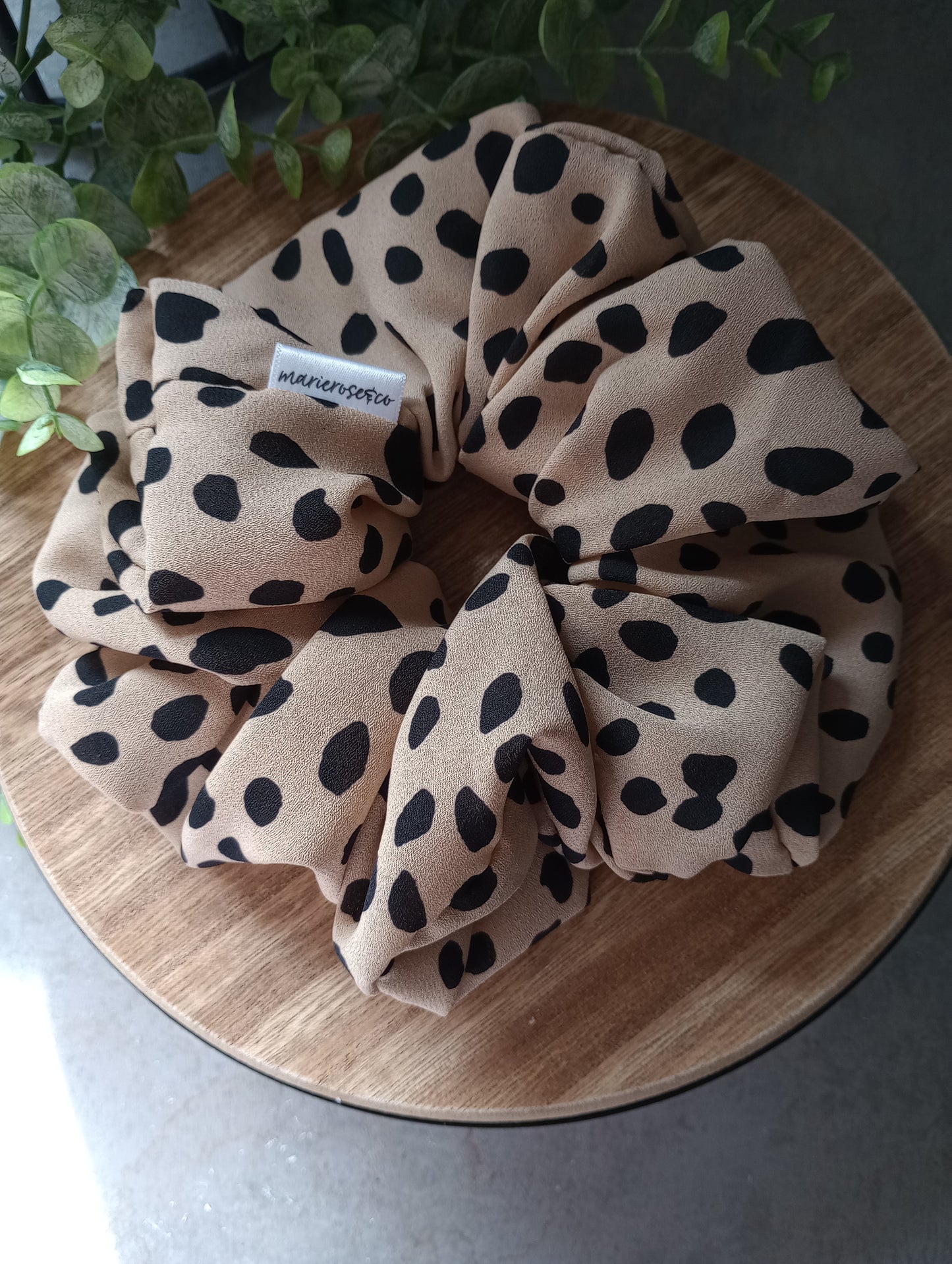 Latte polka dot xl scrunchie