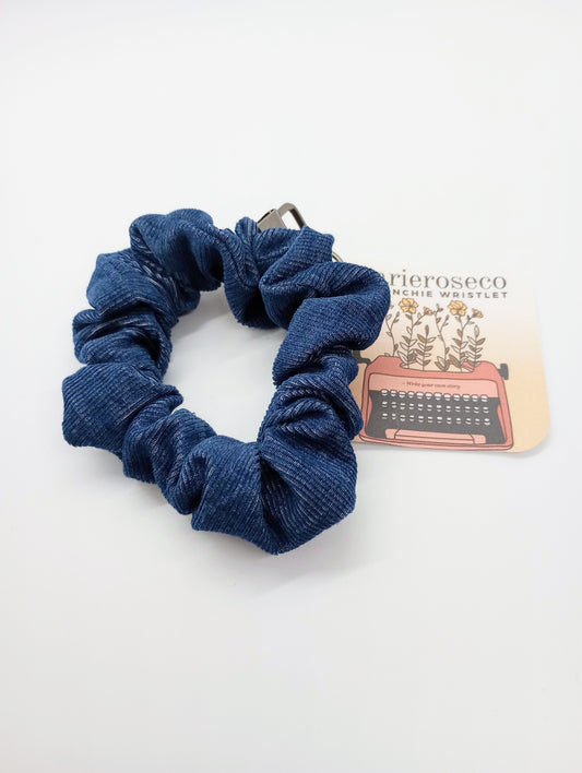 Blue scrunchie wristlet