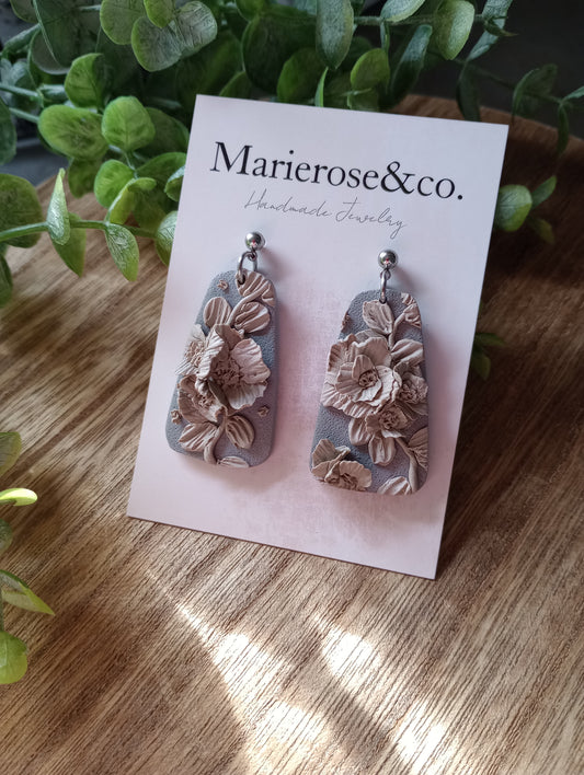 Grey floral earrings