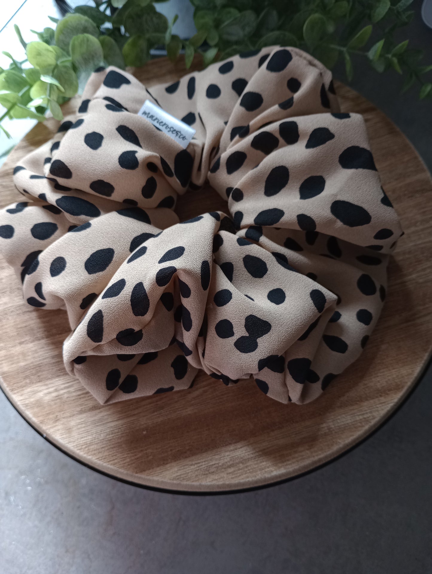 Latte polka dot xl scrunchie