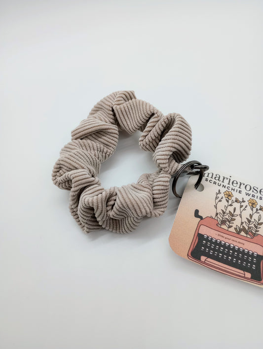 Tan scrunchie wristlet