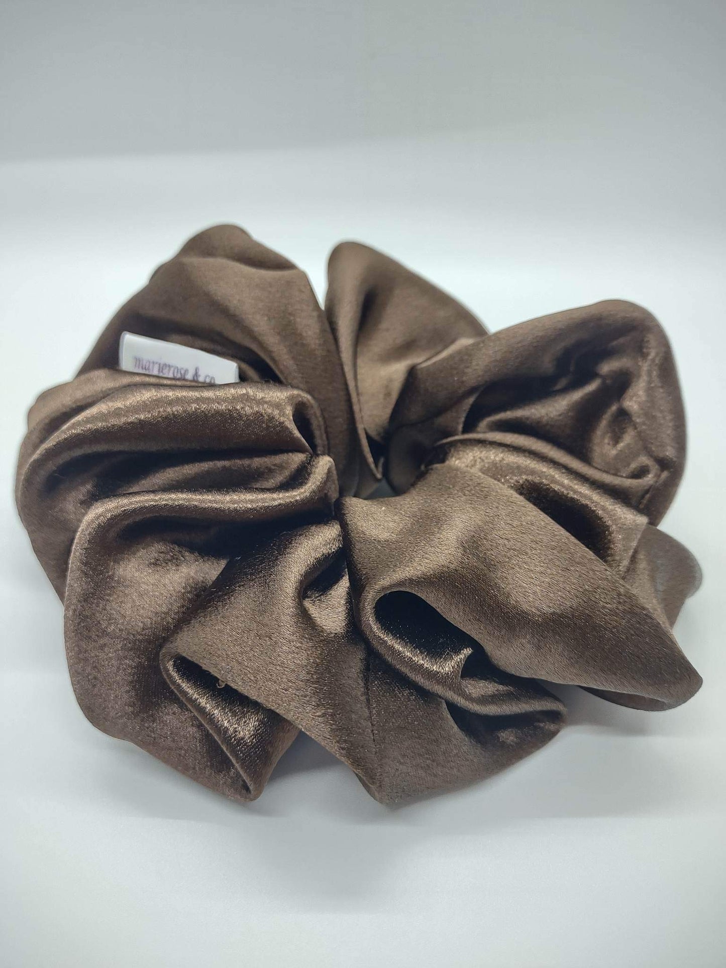 Chocolate brown satin XL scrunchie