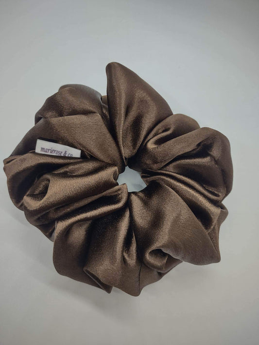 Chocolate brown satin XL scrunchie