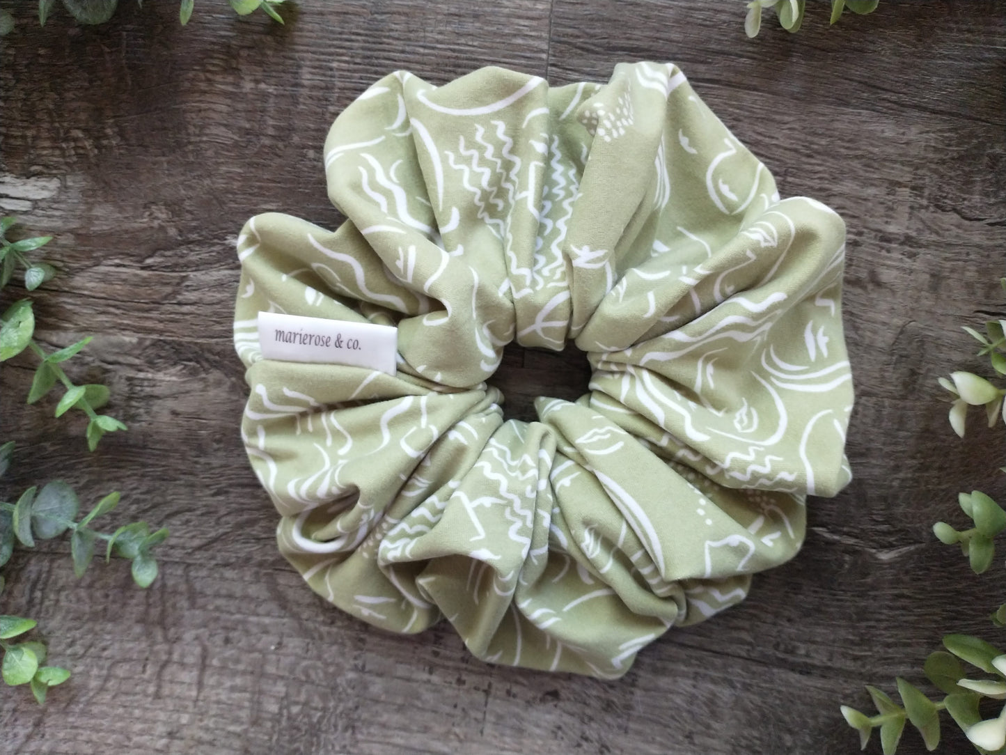 Boho light green  scrunchie